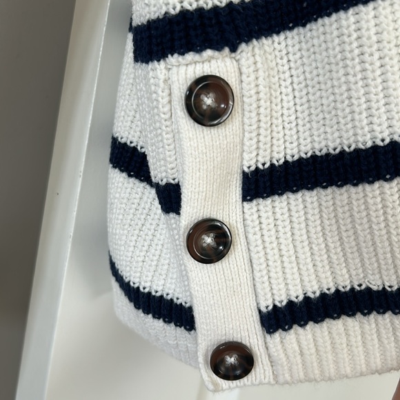 Marled Reunited Clothing Ribbed Oversize Striped Sweater w Side Button Detail - Picture 5 of 9